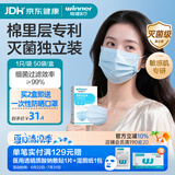 稳健医用外科口罩一次性医用口罩成人儿童夏季薄款透气防尘防花粉过敏 【医院同款】独立装灭菌蓝色款1盒 50只/盒