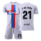 锐特斯丁 巴萨球衣10号梅西球衣队服训练儿童足球服套装男女定制印字印号 22-23德容21号（二客） M码170-175CM 60-70kg