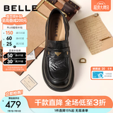百丽（Belle）元宝乐福鞋女鞋2026春季新款商场同款羊皮黑色小皮鞋E9L1DAA6 黑色 37 (235mm)