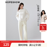 红袖纯色垂感阔腿裤冬季新款女装坑条系带松紧腰显瘦休闲百搭保暖长裤 浅米005 XS