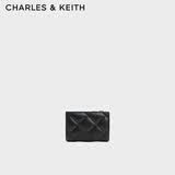 CHARLES&KEITH柔软菱格多卡位短款钱包女生日礼物送女友CK6-50770524-2 Black黑色 XXS