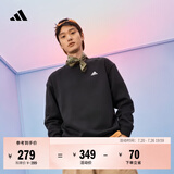 adidas情侣款休闲抓绒圆领长袖卫衣套头衫男女秋季阿迪达斯轻运动   黑色/白   2XL