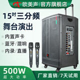 欧美声 专业舞台演出大型移动音箱三分频户外大功率广场舞唱歌拉杆充电大音响带无线蓝牙麦克风k歌 V15 15英寸重低音 500W 1*无线话筒 1*头戴耳麦+大礼包