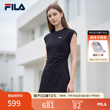 斐乐 斐乐官方女装针织连衣裙2025夏季新款时尚休闲无袖收腰裙子 正黑色-BK L 170/88A/L