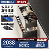 悍高（HIGOLD）希勒系列厨房橱柜碗碟拉篮抽屉式厨卫拉篮调味篮碗篮厨房置物篮 希勒4.0max-700柜双层组合(4.0平篮+max碗碟篮)