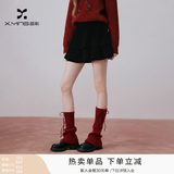 香影丝绒黑色蛋糕短裙女2026秋装新款高腰a字蓬蓬百搭新年半身裙 黑色 半身裙 XL 170/72A/125-140斤