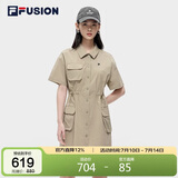 FILA FUSION斐乐潮牌女子梭织连衣裙夏季时尚宽松衬衫裙