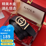 高尔夫（GOLF）男士皮带双面头层牛皮腰带男自动扣高档礼盒装中青年裤带