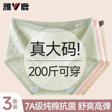 雅鹿女士内女2025新款纯棉短裤7A抑菌胖mm200斤可穿加肥加大码三角裤