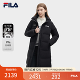 斐乐 斐护科技|斐乐女装长款羽绒服冬季休闲简约连帽保暖羽绒外套 正黑色-BK XL