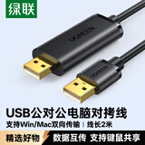 绿联USB2.0对拷线 公对公双USB口电脑数据互传互拷 传输连接线共享键盘鼠标适用笔记本台式机2米20233