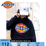Dickies连帽卫衣男女同款纯棉大logo印花宽松休闲情侣装上衣DK007060 黑色 S