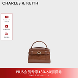 CHARLES&KEITH鳄鱼纹凯莉包手提斜挎婚包包女包生日礼物送女友CK2-50270880-1 Chocolate Croco巧克力鳄鱼纹色（新色） S
