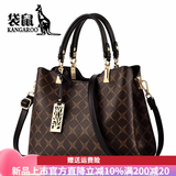 袋鼠品牌轻奢包女士手提包真皮520百搭斜挎包时尚女包大气妈妈包 经典黑