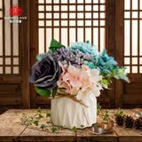 爱已装糖节日礼物仿真花假花中式餐桌塑料花客厅装饰花套装 菊花苞绚丽
