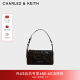 CHARLES&KEITH褶皱手提斜挎小方包腋下包女士生日礼物CK2-80160183 CK2-80160183Prism Noir黑色（新色） S