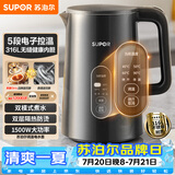 苏泊尔（SUPOR）1.5L侧显温度烧水壶316L不锈钢5段调温 恒温水壶 母婴冲奶粉小容量电热水壶SW-15J72L