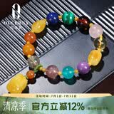 欧采妮 蜜蜡手串琥珀随形鸡油黄貔貅挂件南红花珀老蜜紫云母多宝手链