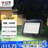 公牛（BULL）LED投光灯户外庭院工厂园林灯露营灯 IP65防水等级100W-6500K白光