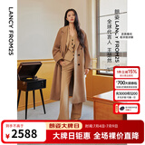 朗姿骐骥红【尖货补单】纯羊毛收腰中长款毛呢外套大衣女西装领冬新款 浅咖色2 S