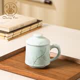 昌南景德镇陶瓷茶杯办公茶水分离盖杯商务会议杯开会定制LOGO刻字