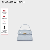 CHARLES&KEITH鳄鱼纹凯莉包手提斜挎婚包包女包生日礼物送女友CK2-50270880-1 Sea Salt Blue海盐蓝（新色） S