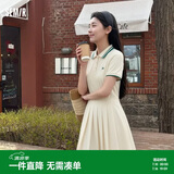 森马（Semir）连衣裙女夏季撞色polo领短裙字母运动风学院风百褶裙101325114051