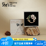 She's撞色滴油栀子花高档女士胸针轻奢别针胸花生日礼物送女友