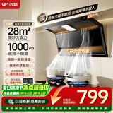 优盟（UM）【上门安装】顶侧双吸抽油烟机28风量家用变频1000Pa大吸力一级能效免拆自清洁超薄以旧换新UC167D
