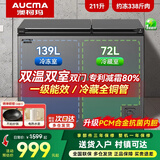 澳柯玛（AUCMA）家用商用囤货双温冰柜 双箱双温冷柜 两用冷藏冷冻雪糕柜展示柜卧式冰箱大容量 一级能效 0.964米|冷藏全铜管|合金内胆 一级能效 211L