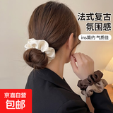【法式优雅】缎面大肠发圈女ins简约复古头绳气质扎头发头绳 米白+浅咖+深咖 3件套