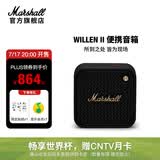 马歇尔（Marshall）WILLEN II无线蓝牙便携2代音箱 户外防尘防水迷你音响内置麦克风支持免提通话音箱长续航生日礼物 黑金色