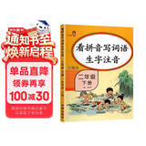 乐学熊 看拼音写词语生字注音 二年级下册语文书同步写字练习 彩绘版 生字注音拼音拼读训练 写字一课一练 生字掌握 规范练字