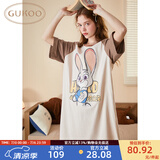 果壳（Gukoo）疯狂动物城睡衣女夏兔子睡裙大码宽松家居服B 核桃卡朱迪睡裙 XS