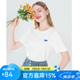 LAGOGO白色休闲纯棉百搭T恤女拉谷谷夏季新款正肩圆领短袖上衣 本白色(V1) XL