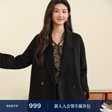 诗凡黎（‘S EIFINI）【人生大衣】100%散毛染绵羊毛双面呢大衣25秋冬新款高性价比外套 【长款】黑色 S