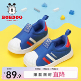巴布豆（BOBDOG）宝宝鞋子男软底1-3岁春秋新款小童透气学步鞋 皇家蓝/红 22 适合脚长13.0cm