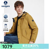 Navigare意大利小帆船男士连帽羽绒服冬季防风休闲男装防泼水时尚高端外套 土黄 2XL /54