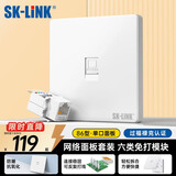 SK-LINK六类网络面板带模块套装 Cat6非屏蔽免打信息模块网口插座 单口86型电脑网线面板套装10个装白色