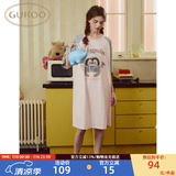 果壳（Gukoo）睡裙女春夏新款小企鹅系列睡衣女睡裙宽松睡裙圆领大卡通家居服B 天堂粉睡裙 XS