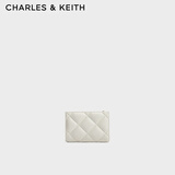 CHARLES&KEITH柔软菱格多卡位短款钱包女生日礼物送女友CK6-50770524-2 White白色 XXS