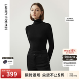 朗姿【C位针织 Basic衣橱】纯羊毛毛针织衫冬季新款修身长袖毛衣 黑色2 M