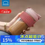 乐扣乐扣（LOCK&LOCK）咖啡杯耐热玻璃水杯子男女学生便携式双饮吸管杯随手杯500ML粉色