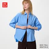 优衣库全棉衬衫/长袖女装衬衣休闲通勤外套新款482828 491294 482828/63天蓝色 S