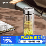 万象（WANXIANG）双层玻璃杯V49RL商务办公钛银色礼盒装带滤网泡茶杯情侣便携水杯