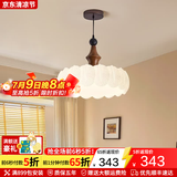 蒂凡尼亚复古风法式卧室布艺吊灯花纹中古餐厅吧台南洋实木浪漫房间主灯具 AY9899-51CM羽毛三色LED