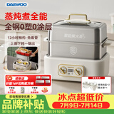 大宇（DAEWOO）加厚全钢电蒸锅多功能蒸煮炖一体3层家用可拆洗不锈钢18L大容量S30PRO（带玻璃炖盅）