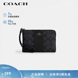 蔻驰（COACH）【品牌直供】女士小号手拿包手腕包PVC配皮革深灰色CW854礼物