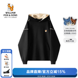 William fox&sons新复古回潮空气层科技弹力面料散边工艺破缝设计狐狸蓝标套头卫衣 黑色 M /48
