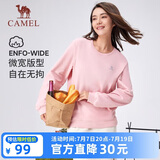 骆驼（CAMEL）长袖圆领套头卫衣女宽松休闲运动打底衫 J23CZ0L5064 柔雾粉 S